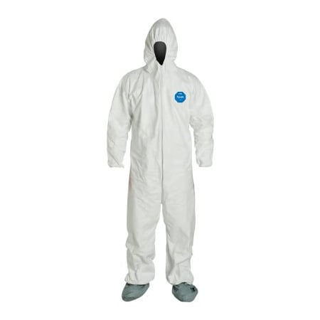 Dupont Disposable Coveralls, Hooded Coverall, LG, Serged Seam, White, 25 PK TY122SWHLG002500
